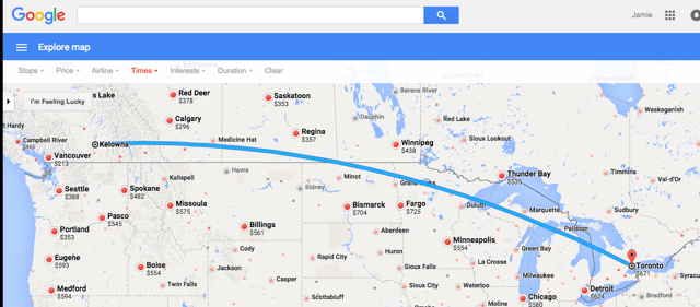 Google Flights Map View